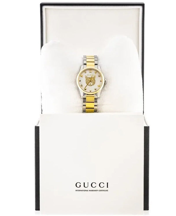  Shop Authentic Gucci G Timeless Quartz Silver Dial Two Tone Steel Strap Watch For Women - YA126596 - Luxxuri