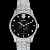  Shop Authentic Gucci G Timeless Automatic Black Dial Silver Steel Strap Watch For Men - YA126353 - Luxxuri