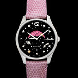  Shop Authentic Gucci G-Timeless Moonphase Black Dial Pink Leather Strap Watch For Women - YA1264046 - Luxxuri