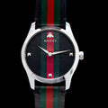  Shop Authentic Gucci G Timeless Quartz Black Dial Multicolored Black Leather Strap Watch For Men - YA1264079 - Luxxuri