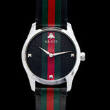  Shop Authentic Gucci G Timeless Quartz Black Dial Multicolored Black Leather Strap Watch For Men - YA1264079 - Luxxuri