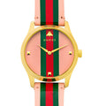  Shop Authentic Gucci G Timeless Quartz Pink Dial Three Tone Leather Strap Watch For Women - YA1264118 - Luxxuri