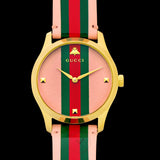  Shop Authentic Gucci G Timeless Quartz Pink Dial Three Tone Leather Strap Watch For Women - YA1264118 - Luxxuri