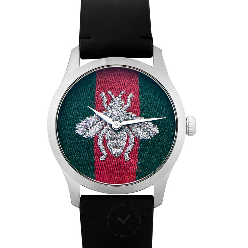  Shop Authentic Gucci G Timeless Quartz Green & Red Dial Black Leather Strap Watch For Men - YA1264149 - Luxxuri