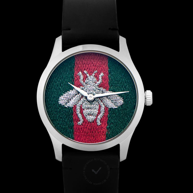  Shop Authentic Gucci G Timeless Quartz Green & Red Dial Black Leather Strap Watch For Men - YA1264149 - Luxxuri