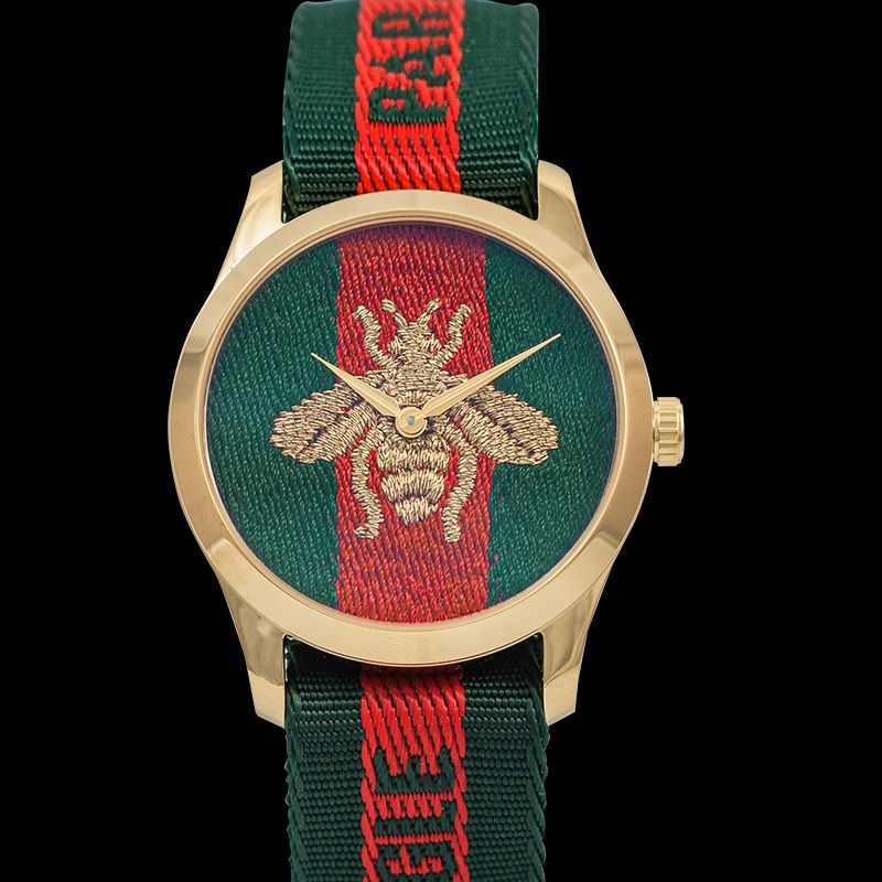  Shop Authentic Gucci G Timeless Quartz Green & Red Dial Green & Red NATO Strap Watch For Men - YA126487A - Luxxuri