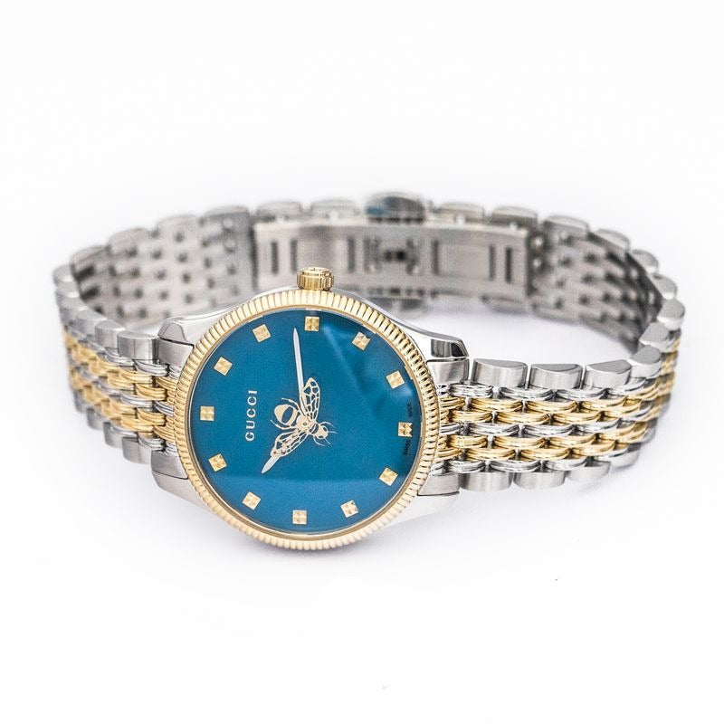  Shop Authentic Gucci G Timeless Quartz Blue Dial Two Tone Steel Strap Watch For Women - YA1265029 - Luxxuri