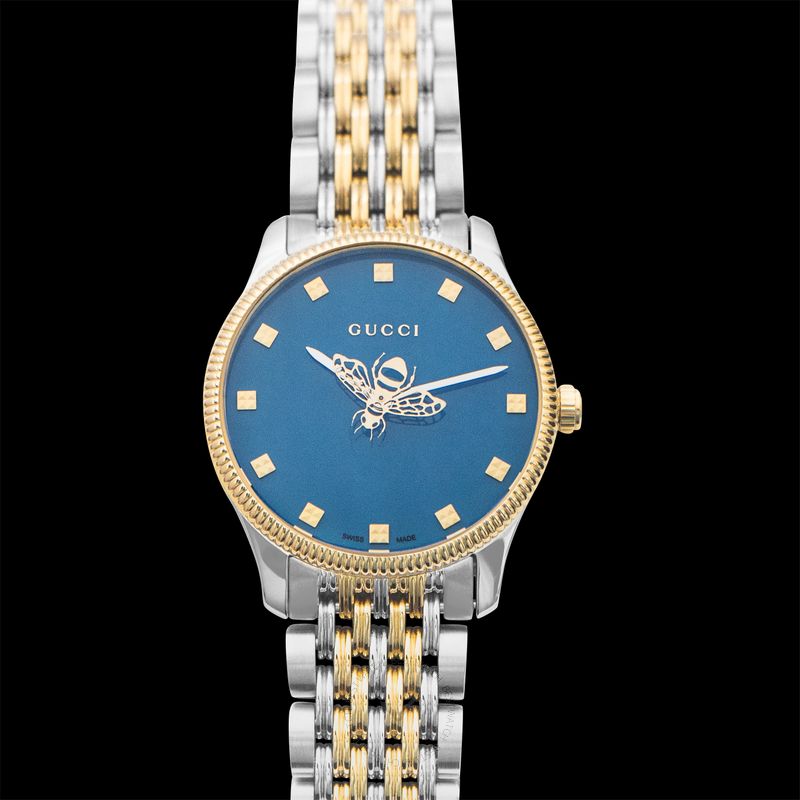  Shop Authentic Gucci G Timeless Quartz Blue Dial Two Tone Steel Strap Watch For Women - YA1265029 - Luxxuri
