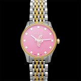  Shop Authentic Gucci G Timeless Quartz Pink Dial Two Tone Steel Strap Watch For Women - YA1265030 - Luxxuri