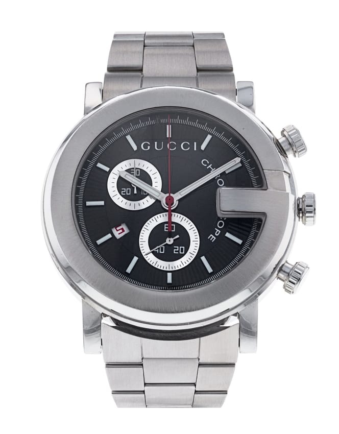  Shop Authentic Gucci G Chrono Black Dial Silver Steel Strap Watch For Men - YA101309 - Luxxuri