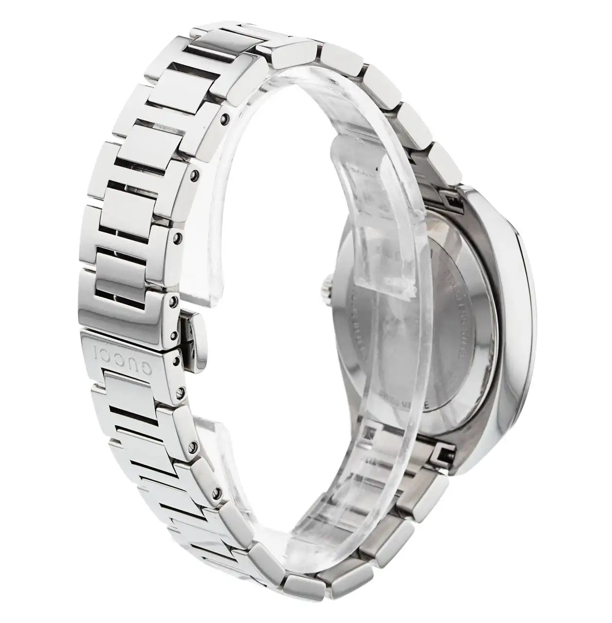  Shop Authentic Gucci G Frame Quartz Diamonds Silver Dial Silver Steel Strap Watch For Women - YA142504 - Luxxuri