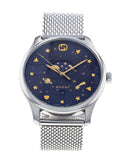  Shop Authentic Gucci G-Timeless Motifs Moon Phase Blue Dial Silver Mesh Bracelet Watch For Men - YA126328 - Luxxuri