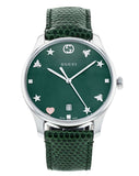  Shop Authentic Gucci G-Timeless Mother of Pearl Green Dial Green Leather Strap Watch For Women - YA1264042 - Luxxuri