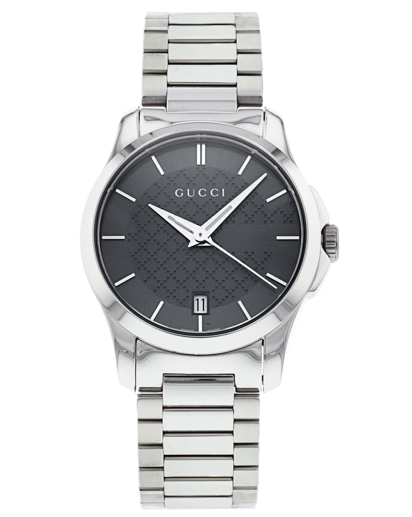  Shop Authentic Gucci G Timeless Grey Dial Silver Steel Strap Watch For Women - YA126522 - Luxxuri