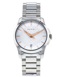  Shop Authentic Gucci G Timeless Silver Dial Silver Steel Strap Watch For Women - YA126523 - Luxxuri