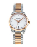  Shop Authentic Gucci G Timeless Diamonds Mother of Pearl Dial Two Tone Steel Strap Watch For Women - YA126544 - Luxxuri