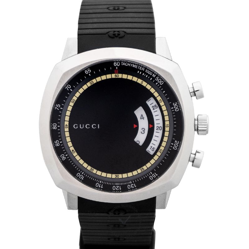 Shop Authentic Gucci Grip Chronograph Black Dial Black Rubber Strap Watch For Men - YA157301 - Luxxuri