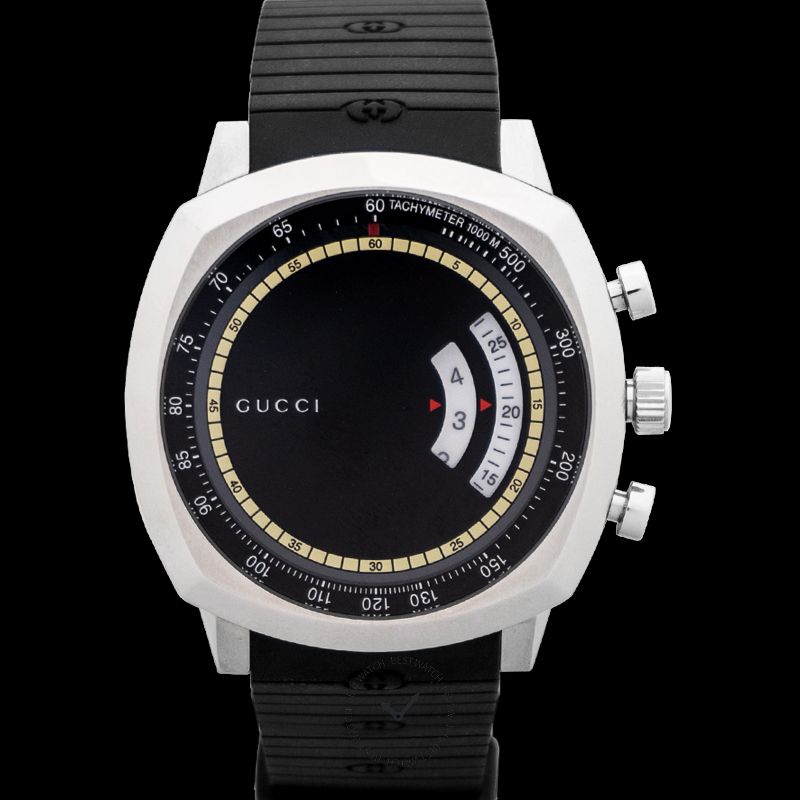  Shop Authentic Gucci Grip Chronograph Black Dial Black Rubber Strap Watch For Men - YA157301 - Luxxuri