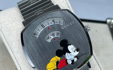  Shop Authentic Gucci Grip Disney Mickey Mouse Silver Dial Silver Steel Strap Watch For Women - YA157418 - Luxxuri