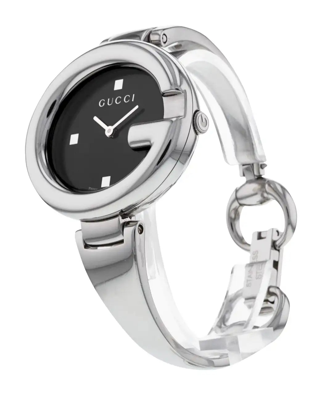  Shop Authentic Gucci Guccisima Quartz Black Dial Silver Steel Strap Watch For Women - YA134501 - Luxxuri