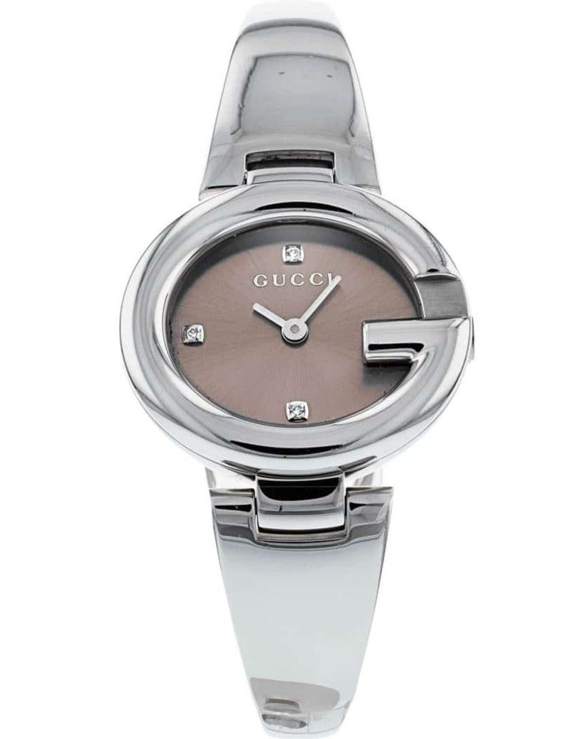  Shop Authentic Gucci Guccissima Quartz Diamonds Brown Dial Silver Steel Strap Watch For Women - YA134503 - Luxxuri