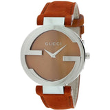  Shop Authentic Gucci Interlocking G Quartz Orange Dial Orange Leather Strap Watch For Women - YA133316 - Luxxuri