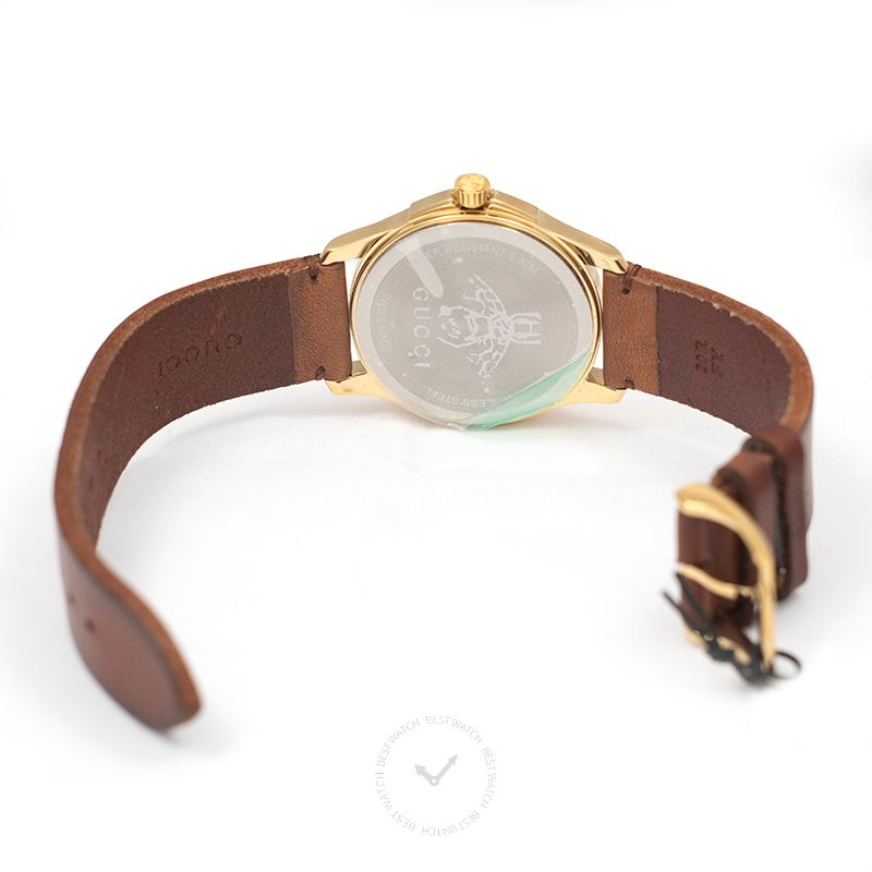  Shop Authentic Gucci G Timeless Quartz Two Tone Dial Brown Leather Strap Watch For Men - YA126451B - Luxxuri