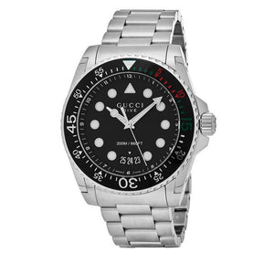  Shop Authentic Gucci Dive Analog Black Dial Silver Steel Strap Watch For Men - YA136208 - Luxxuri