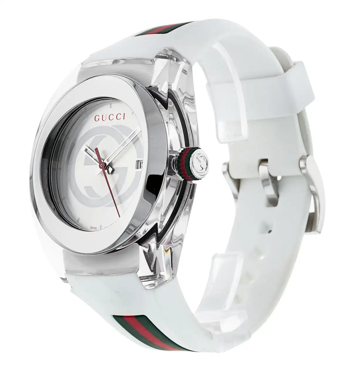  Shop Authentic Gucci SYNC XXL White Dial White Rubber Strap Watch For Men - YA137102 - Luxxuri