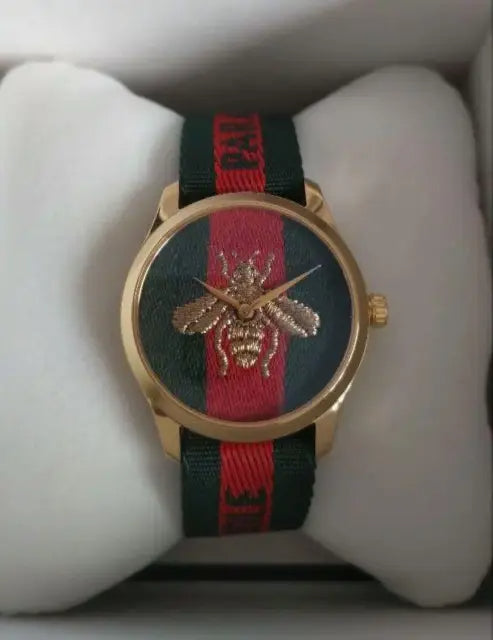  Shop Authentic Gucci G Timeless Quartz Green & Red Dial Green & Red NATO Strap Watch For Men - YA126487A - Luxxuri