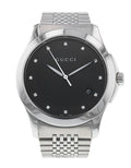  Shop Authentic Gucci G Timeless Diamonds Black Dial Silver Steel Strap Watch For Men - YA126405 - Luxxuri