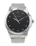  Shop Authentic Gucci G Timeless Diamonds Black Dial Silver Steel Strap Watch For Men - YA126405 - Luxxuri