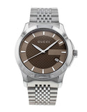  Shop Authentic Gucci G Timeless Brown Dial Silver Steel Strap Watch For Men - YA126406 - Luxxuri