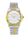 Gucci G Timeless Silver Dial Two Tone Steel Strap Watch For Men - YA126409