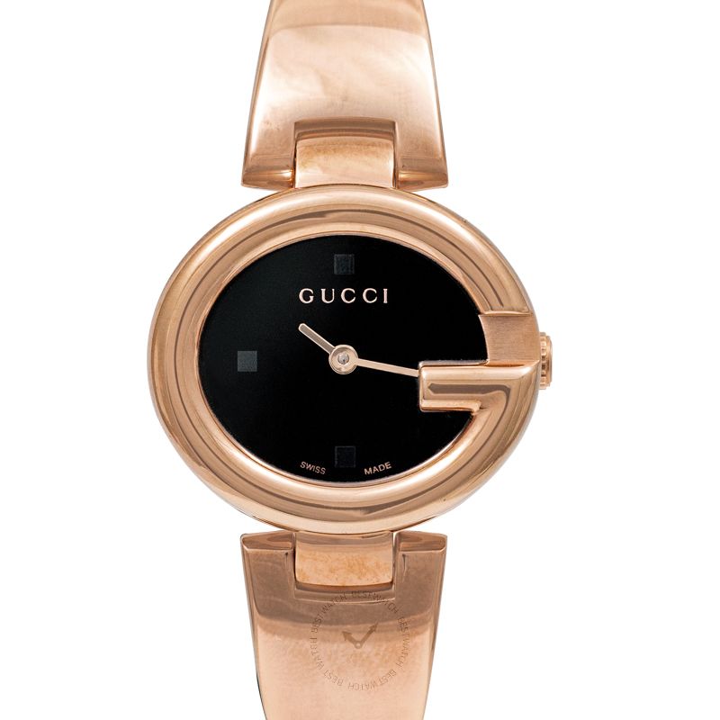  Shop Authentic Gucci Guccissima Collection Quartz Black Dial Rose Gold Steel Strap Watch For Women - YA134509 - Luxxuri