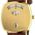  Shop Authentic Gucci Grip Quartz Gold Dial Maroon Leather Strap Watch For Women - YA157402 - Luxxuri