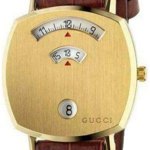  Shop Authentic Gucci Grip Quartz Gold Dial Maroon Leather Strap Watch For Women - YA157402 - Luxxuri