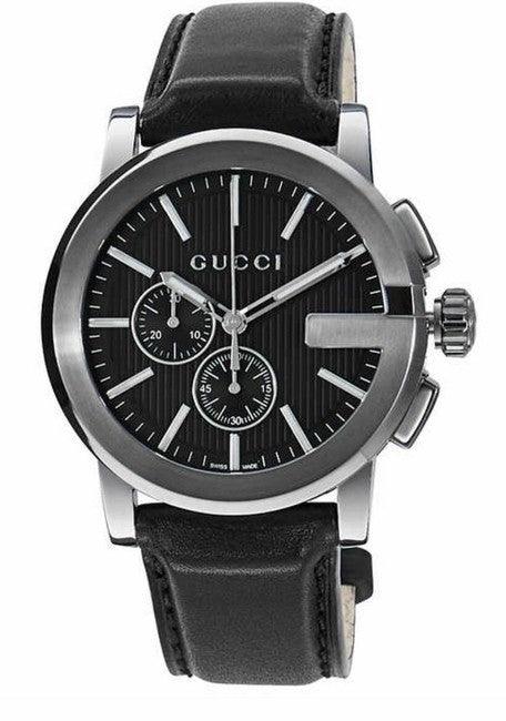  Shop Authentic Gucci G Chrono Black Dial Black Leather Strap Watch For Men - YA101205 - Luxxuri