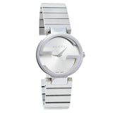  Shop Authentic Gucci G Interlocking Silver Dial Silver Steel Strap Watch For Women - YA133503 - Luxxuri