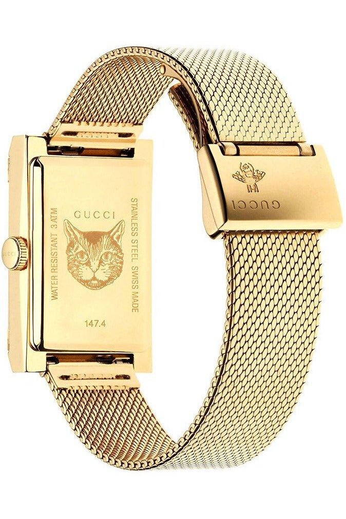  Shop Authentic Gucci G-Frame Mother of Pearl Dial Yellow Gold Mesh Bracelet Watch For Women - YA147410 - Luxxuri