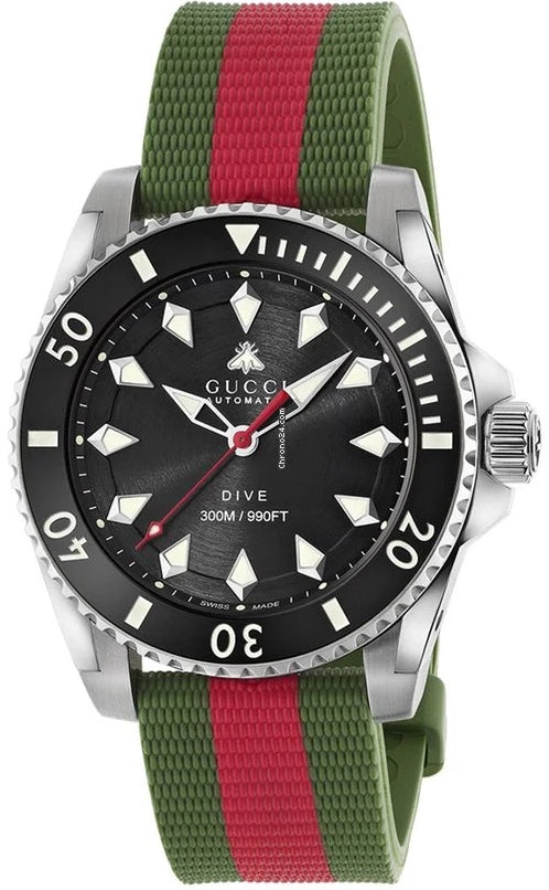  Shop Authentic Gucci Dive Automatic Black Dial Two Tone Rubber Strap Watch for Men - YA136349 - Luxxuri