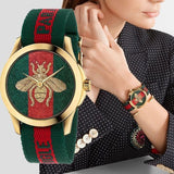  Shop Authentic Gucci Le Marche des Merveilles Green & Red Dial Green & Red NATO Strap Unisex Watch - YA126487 - Luxxuri