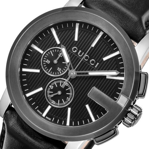  Shop Authentic Gucci G Chrono Black Dial Black Leather Strap Watch For Men - YA101205 - Luxxuri