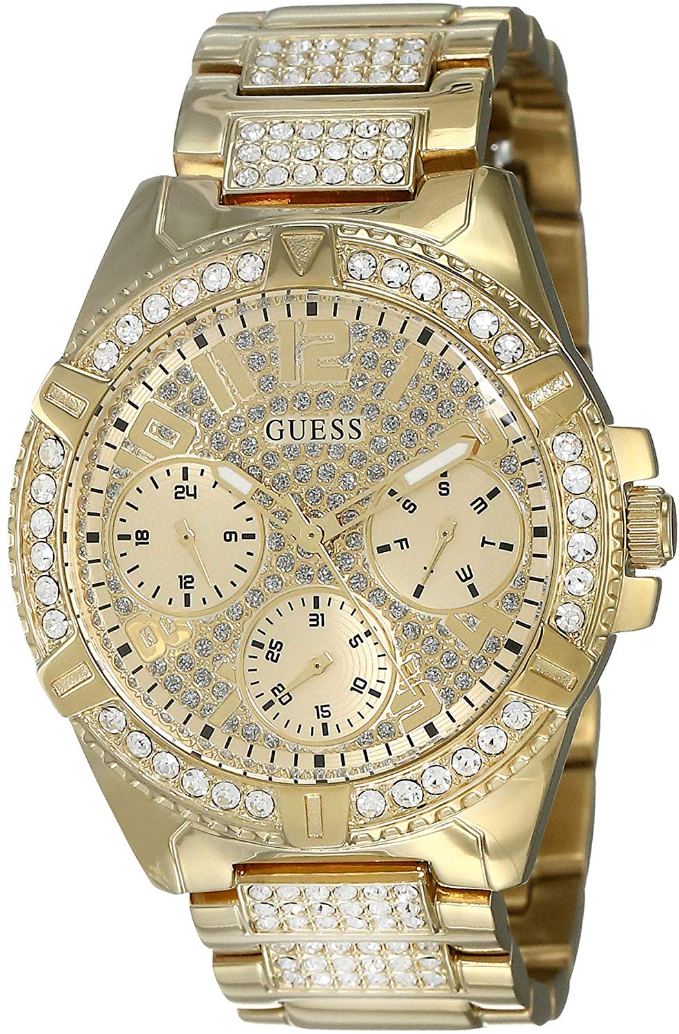  Shop Authentic Guess Frontier Diamonds Gold Dial Gold Steel Strap Watch For Women - W1156L2 - Luxxuri