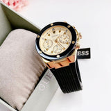  Shop Authentic Guess Athena Gold Dial Black Rubber Strap Watch For Women - GW0030L2 - Luxxuri