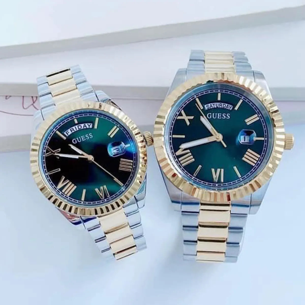  Shop Authentic Guess Luna Quartz Green Dial Two Tone Steel Strap Watch For Women - GW0308L5 - Luxxuri