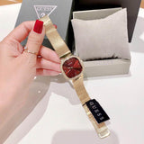 Shop Authentic Guess Quartz Red Dial Gold Mesh Strap Watch For Women - GW0354L4 - Luxxuri