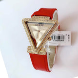  Shop Authentic Guess Fame Quartz Gold Dial Red Leather Strap Watch For Women - GW0504L2 - Luxxuri