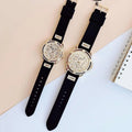 Guess Queen Quartz Gold Dial Black Silicone Strap Watch For Women - GW0536L3