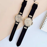  Shop Authentic Guess Queen Quartz Gold Dial Black Silicone Strap Watch For Women - GW0536L3 - Luxxuri